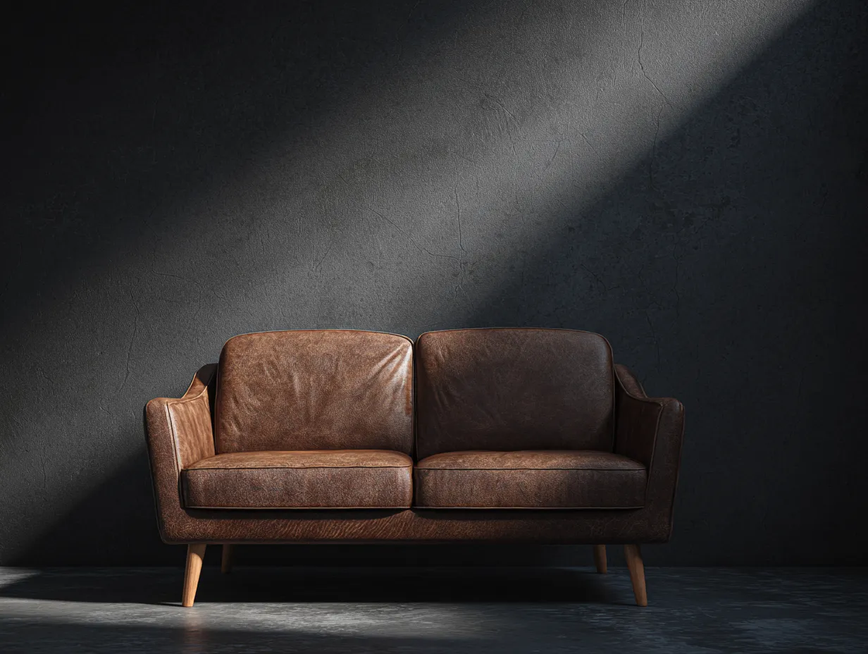 2-Sitzer Sofa aus Kunstleder 160x85x82cm - Braun - für Wohnzimmer - modernes Design