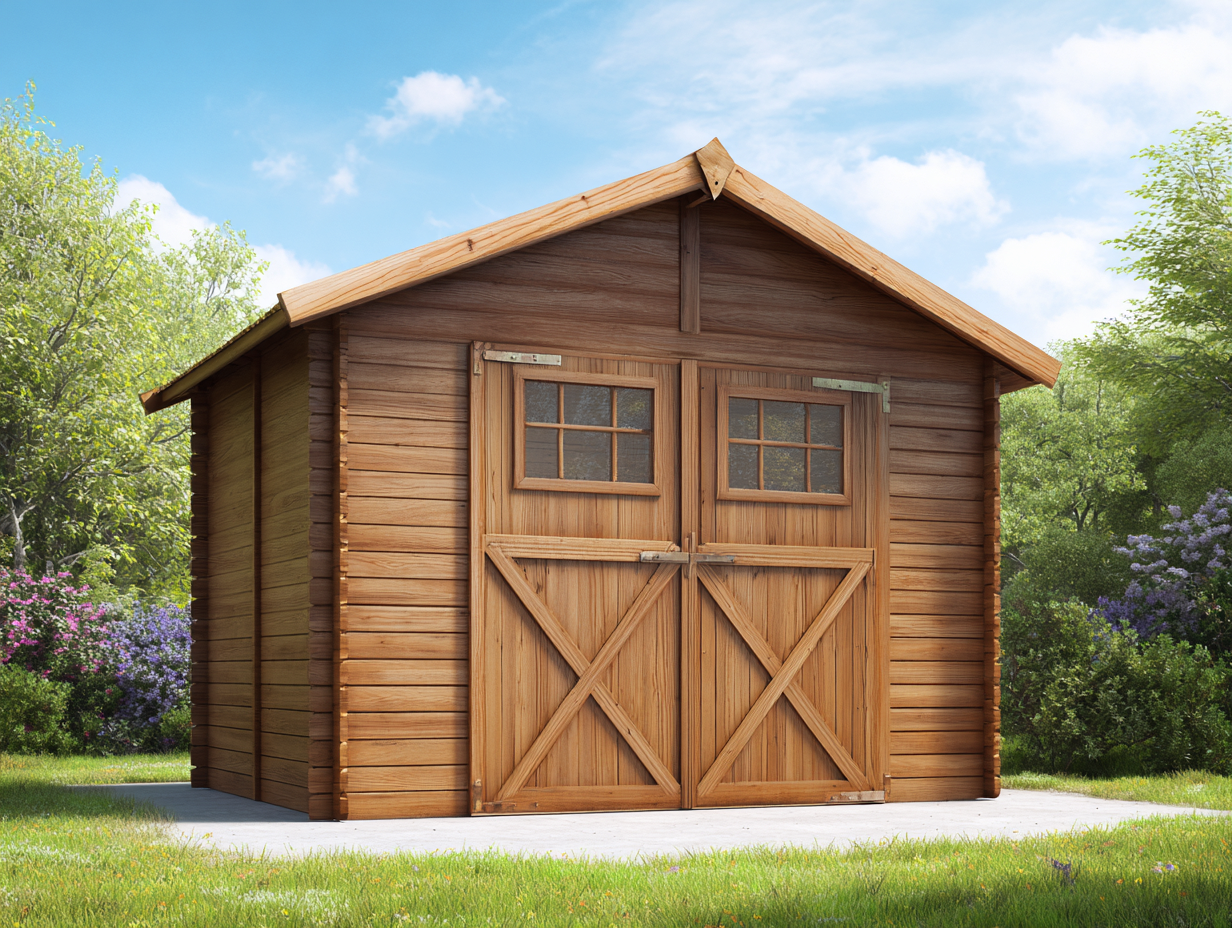 Gartenhaus Holz 240x200x220cm - Naturholz - für Garten - klassische Doppeltür