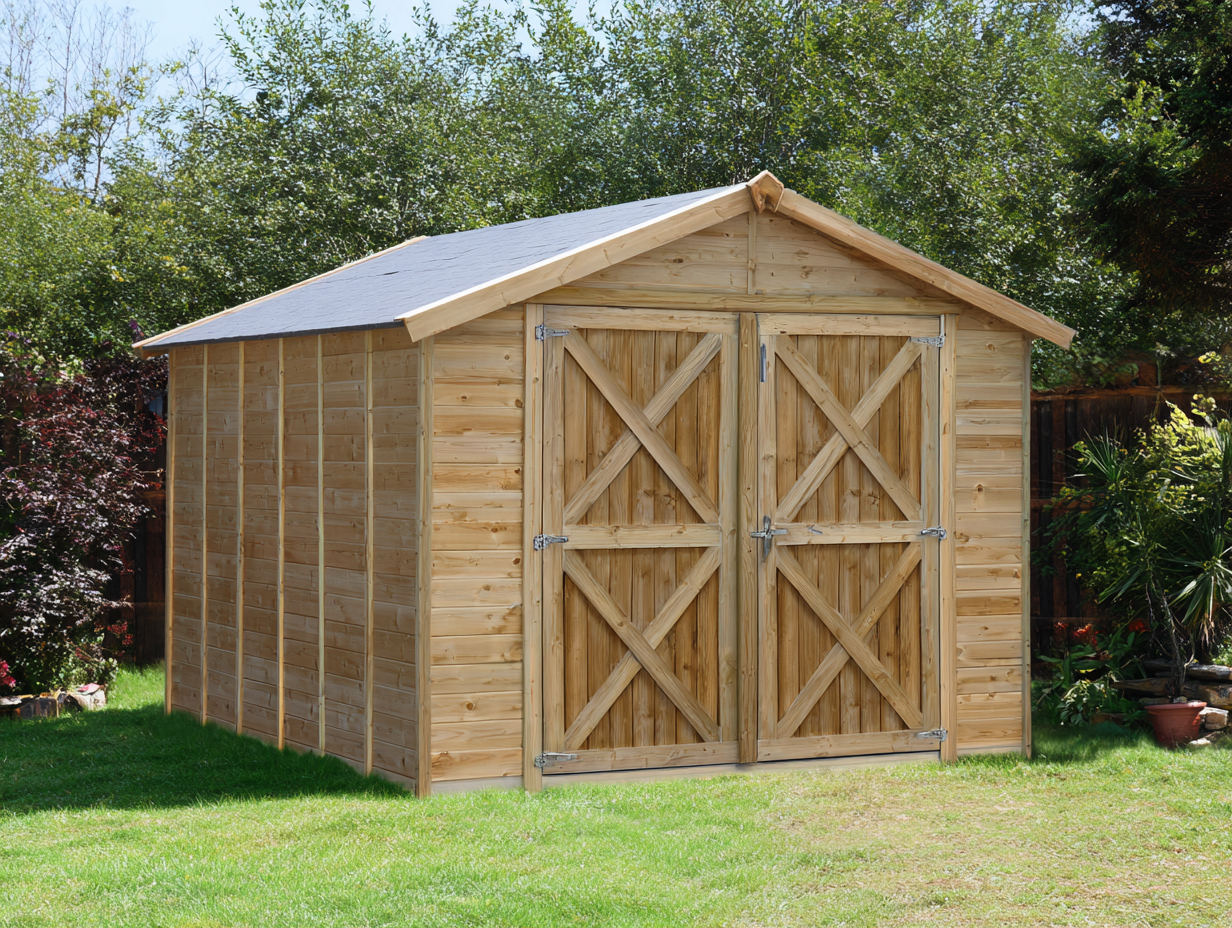 Gartenhaus Holz 300x240x220cm - natur - für Garten - Doppeltür mit Satteldach