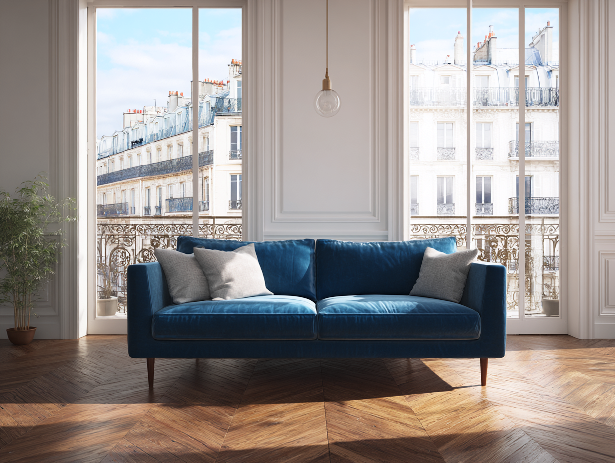 2-Sitzer Sofa Stoff 170x90x85cm - blau - für Wohnzimmer - modernes Design