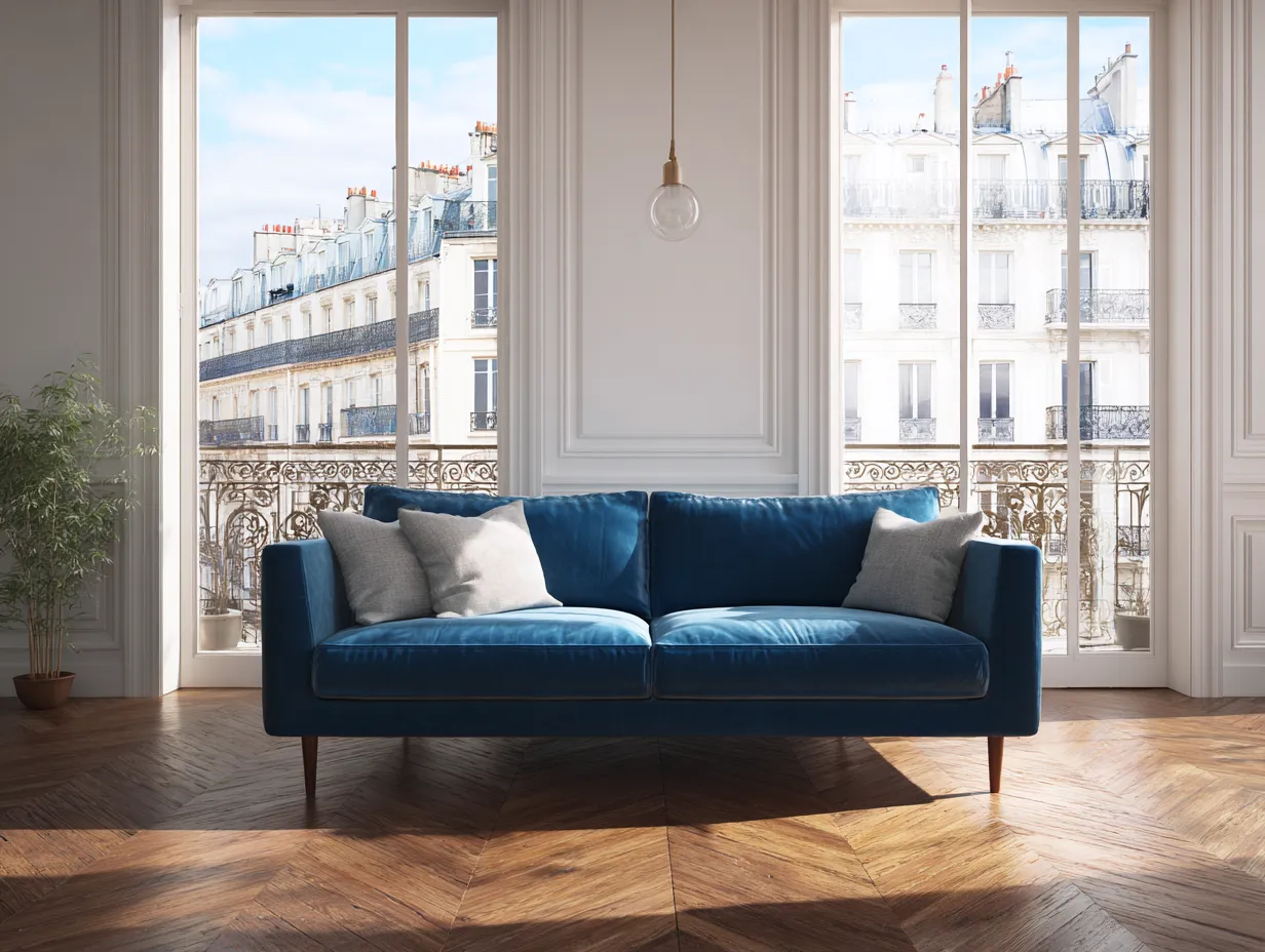 2-Sitzer Sofa Stoff 170x90x85cm - blau - für Wohnzimmer - modernes Design