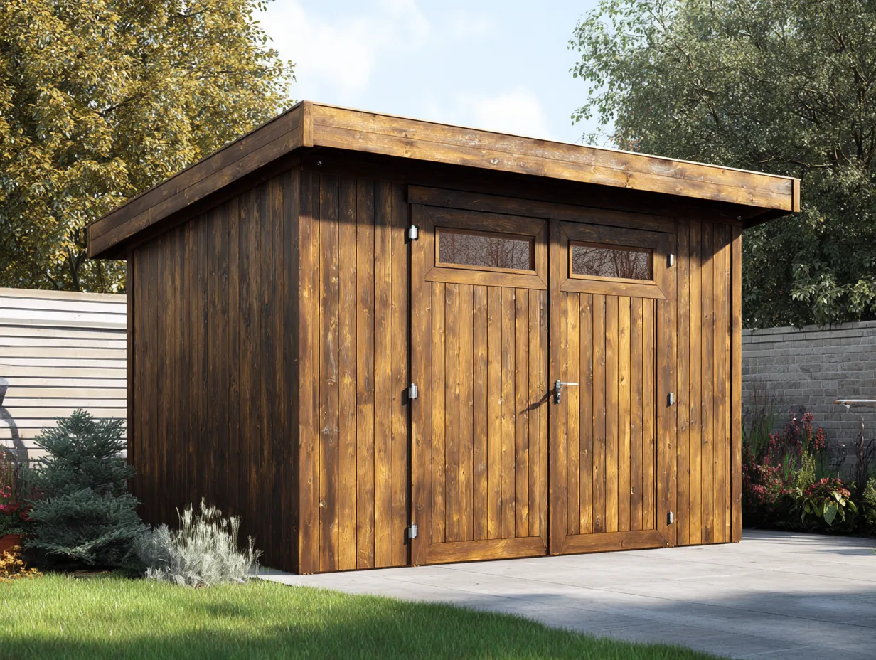 Gartenhaus Holz 280x220x210cm - braun - für Garten - Flachdach mit Doppeltür