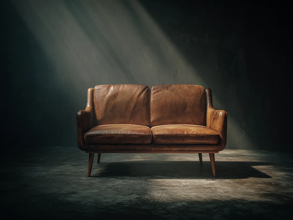 2-Sitzer Sofa Echtleder 160x85x85cm - braun - für Wohnzimmer - Vintage-Design