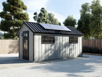 Gartenhaus aus Holz 360x240x240cm - hellgrau/schwarz - für den Garten - modernes Design