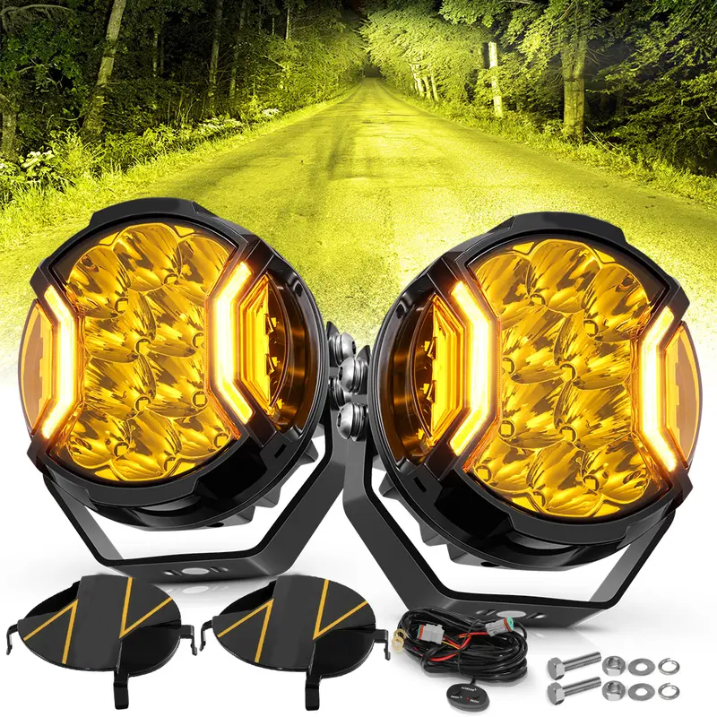 5 Inch White Amber Side Shooter LED Pod Lights With Amber DRL IP68 Waterproof Offroad Jeep SUV Pickup Bar 172W