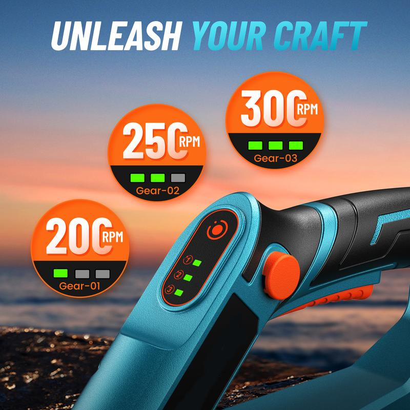 Electric Tiller for Gardening, 300 RPM Rototiller Cordless Cultivator