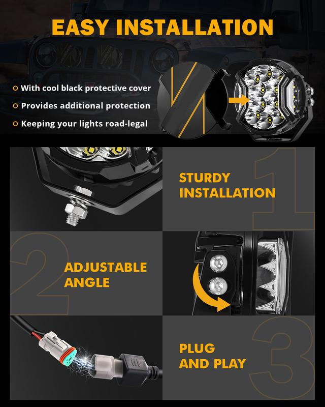 5 Inch White Amber Side Shooter LED Pod Lights With Amber DRL IP68 Waterproof Offroad Jeep SUV Pickup Bar 172W