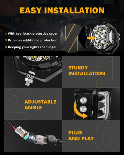 5 Inch White Amber Side Shooter LED Pod Lights With Amber DRL IP68 Waterproof Offroad Jeep SUV Pickup Bar 172W