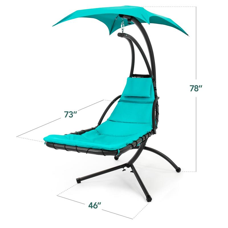  Hanging LED-Lit Curved Chaise Lounge Chair for Backyard