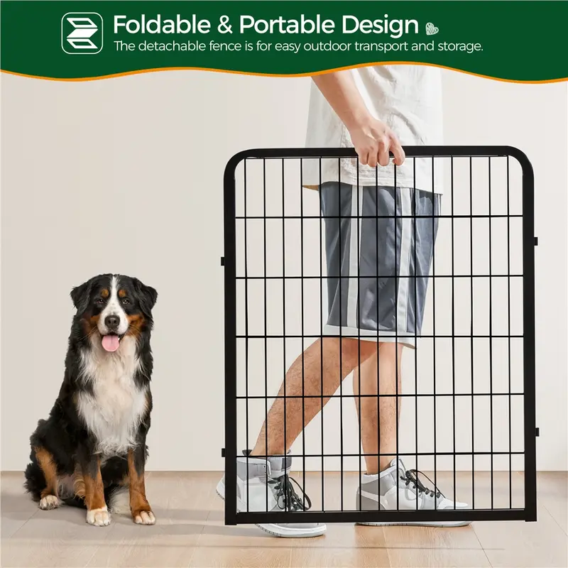 Dog Playpen 6/8/12/16 Panels Metal Pet Playpen, Outdoor Indoor Dog Exercise Barrier Fence, 24/32/40/47 inch