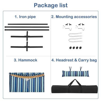 Extra Large Hammock with Stand w/Pillow & Carry Bag