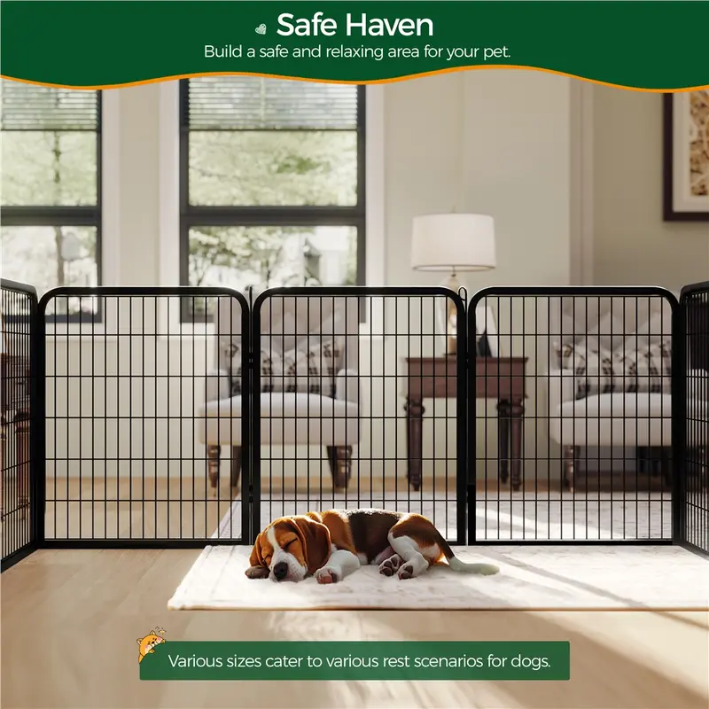 Dog Playpen 6/8/12/16 Panels Metal Pet Playpen, Outdoor Indoor Dog Exercise Barrier Fence, 24/32/40/47 inch
