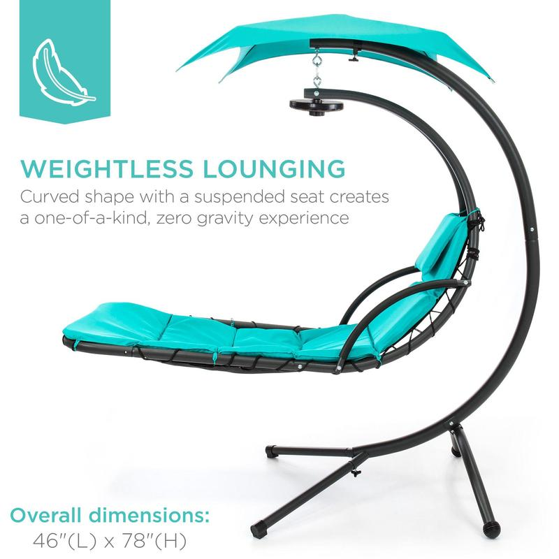  Hanging LED-Lit Curved Chaise Lounge Chair for Backyard