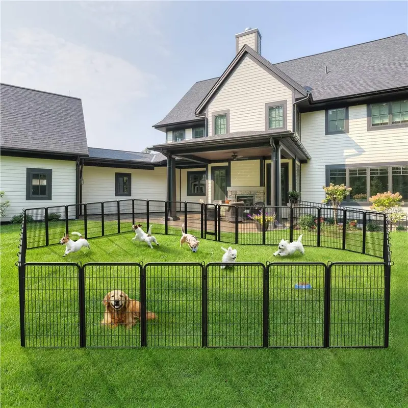Dog Playpen 6/8/12/16 Panels Metal Pet Playpen, Outdoor Indoor Dog Exercise Barrier Fence, 24/32/40/47 inch