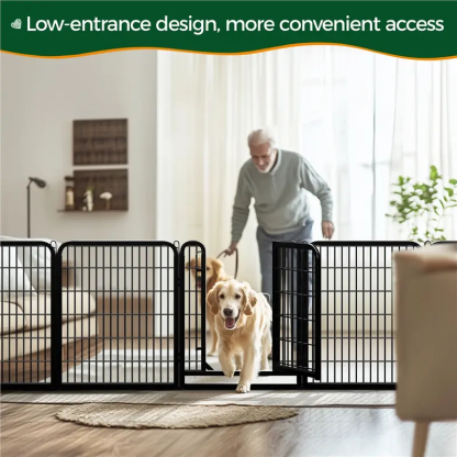 Dog Playpen 6/8/12/16 Panels Metal Pet Playpen, Outdoor Indoor Dog Exercise Barrier Fence, 24/32/40/47 inch
