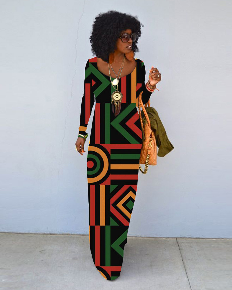 Black History Crew Neck Long Sleeve Dress（Buy 2 Free Shipping)