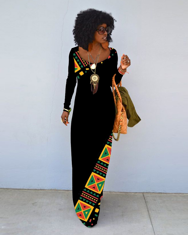 Juneteenth Crew Neck Long Sleeve Dress（Buy 2 Free Shipping)