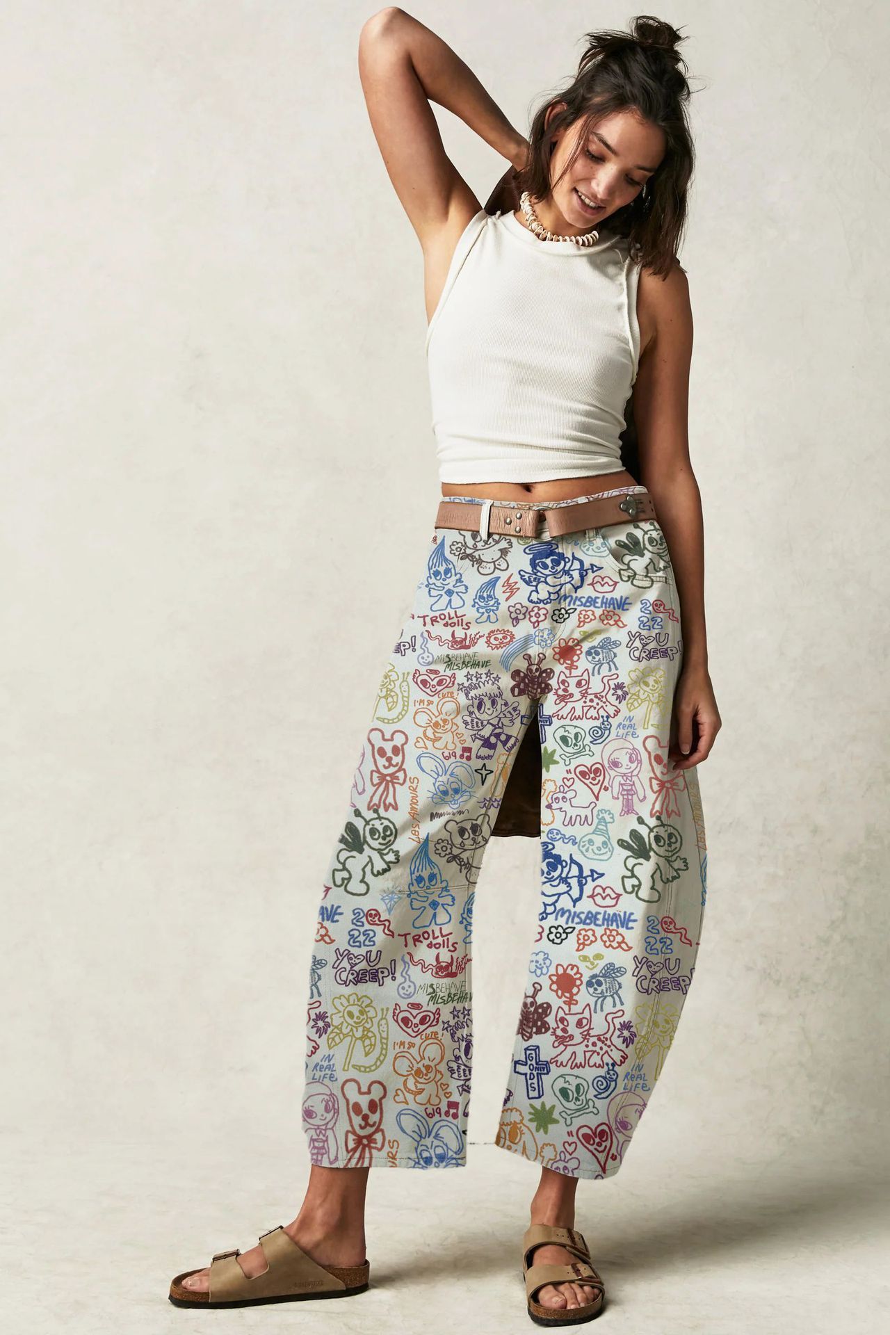 ⏰Hot Sale-Valentine's Day Limited Time 49% OFF🔥Mid-Rise Vintage barrel Heart Printed jeans（Buy 2 Free Shipping）