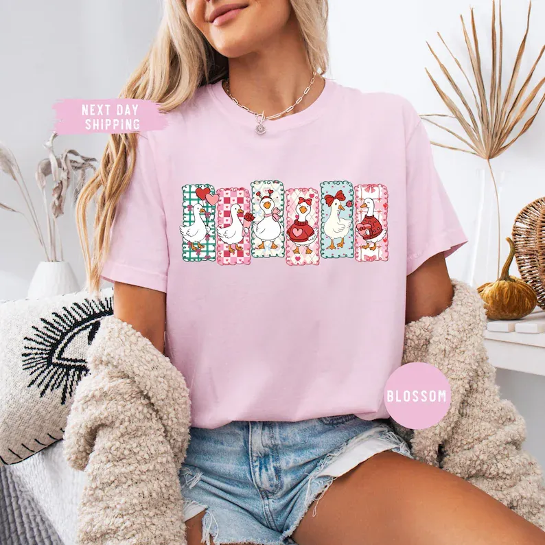 cute Love Goose Valentine Day Shirt