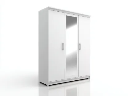 Armoire en panneaux de bois 180x60x200 cm - blanc - design fonctionnel avec miroir-Havenuna