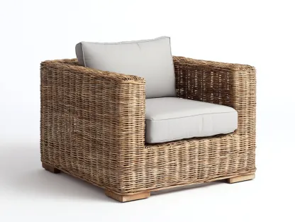 Fauteuil en rotin naturel 85x80x75 cm - beige-brun - assise pour salon et terrasse design intemporel-Havenuna