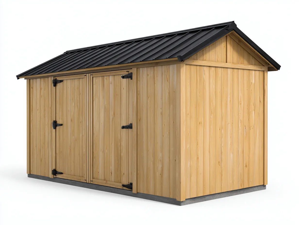 Abri de jardin en bois 260x200x220 cm - bois naturel - toit métallique design moderne-Havenuna