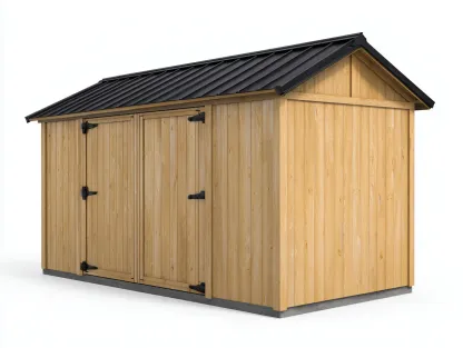 Abri de jardin en bois 260x200x220 cm - bois naturel - toit métallique design moderne-Havenuna