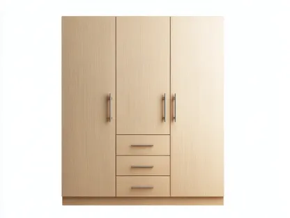 Armoire en panneaux de bois 160x55x200 cm - bois naturel - design fonctionnel avec tiroirs-Havenuna