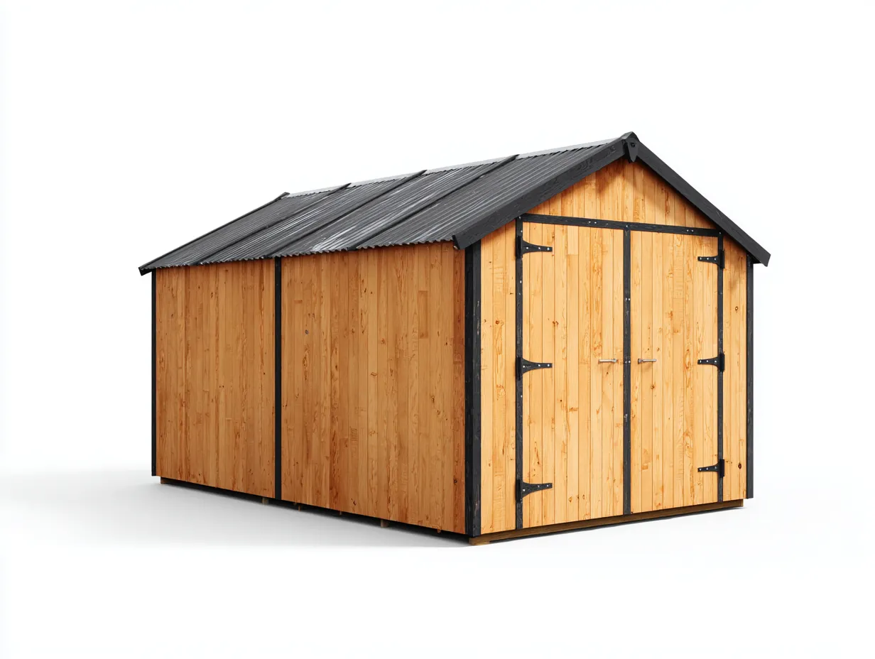 Abri de jardin en bois 240x180x200 cm - bois naturel-noir - structure fonctionnelle pour rangement extérieur-Havenuna