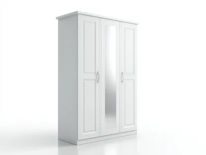 Armoire bois stratifié 180x55x200 cm - blanc - design classique avec miroir intégré-Havenuna