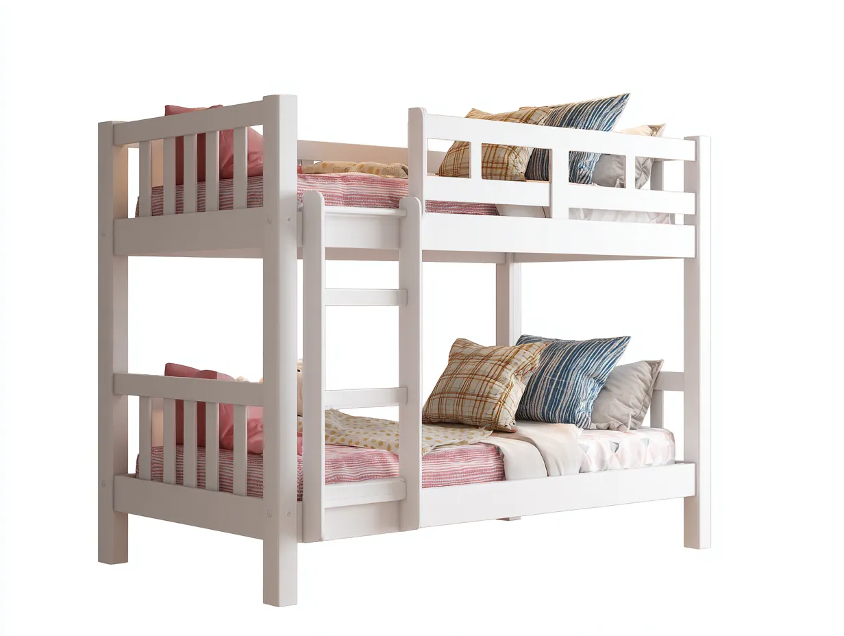 Lits superposés en bois 200x90x160 cm - blanc - design sécurisé et fonctionnel pour chambre-Havenuna