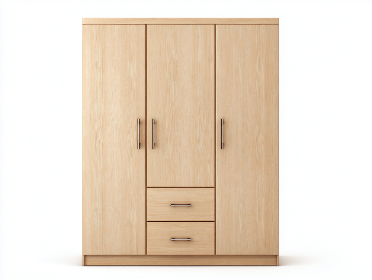 Armoire en bois 120x55x180 cm - bois naturel - design fonctionnel avec rangement pour chambre-Havenuna