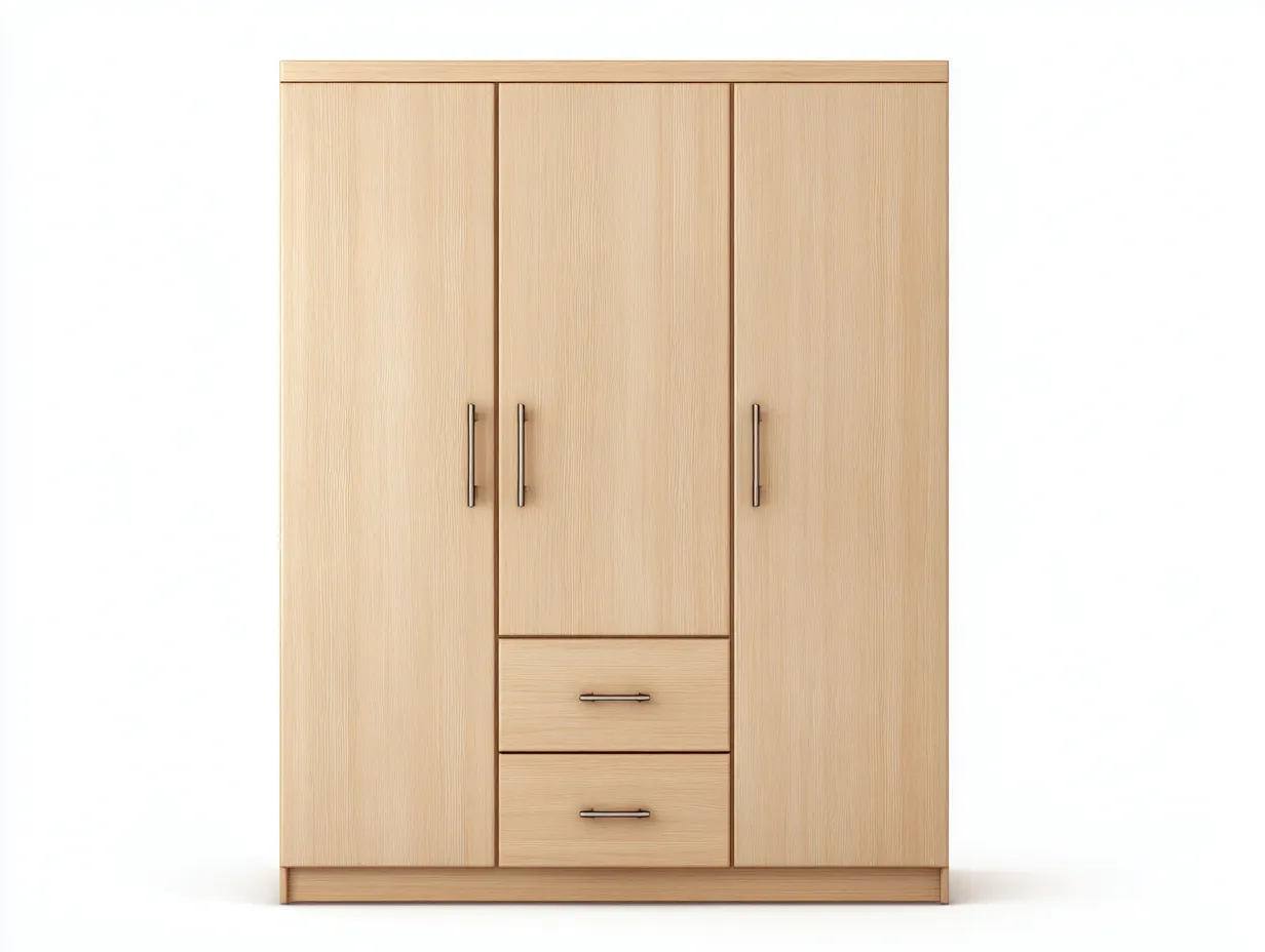Armoire en bois 120x55x180 cm - bois naturel - design fonctionnel avec rangement pour chambre-Havenuna