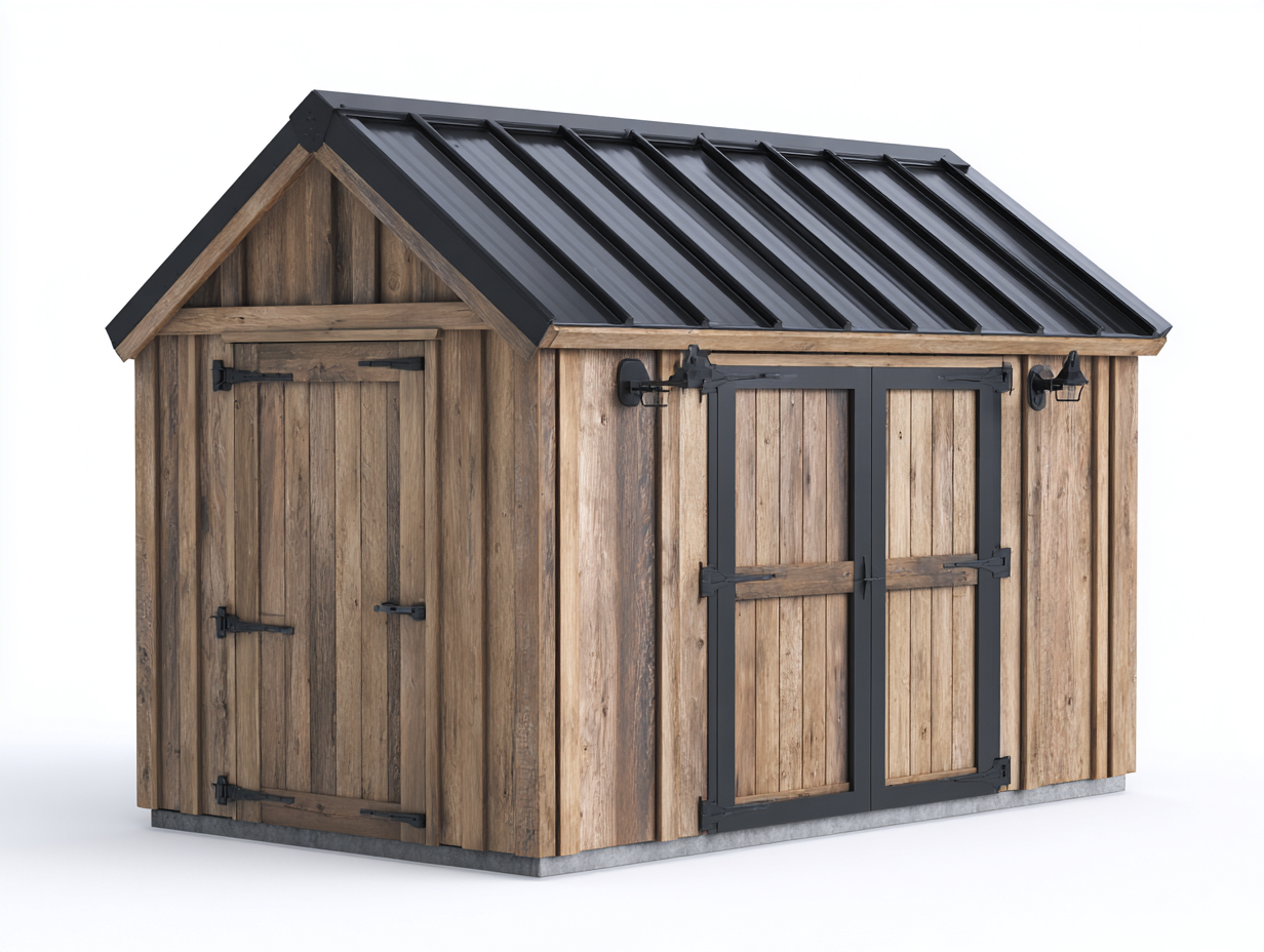 Abri de jardin en bois 240x180x210 cm - bois naturel - toit métallique design moderne-Havenuna