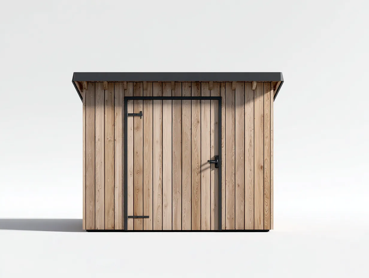 Abri de jardin en bois 200x150x190 cm - bois naturel-noir - design fonctionnel pour extérieur-Havenuna