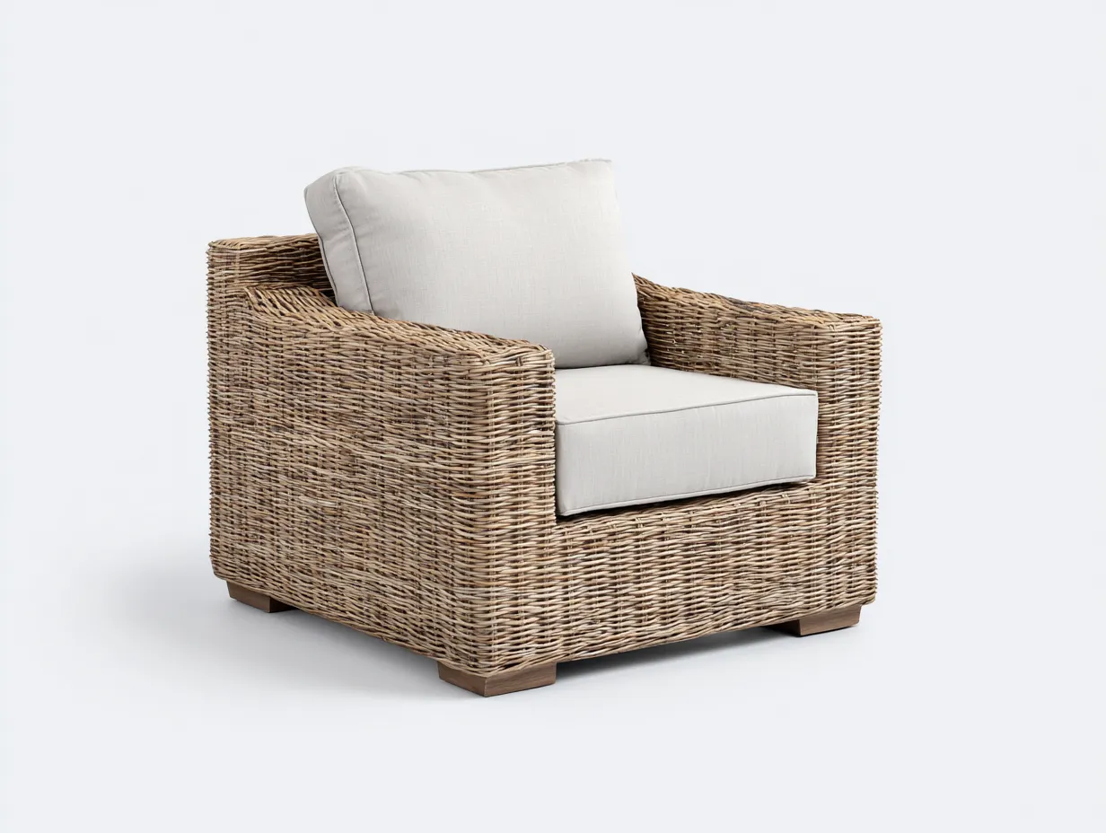 Fauteuil en rotin 85x80x75 cm - beige et marron - design naturel-Havenuna