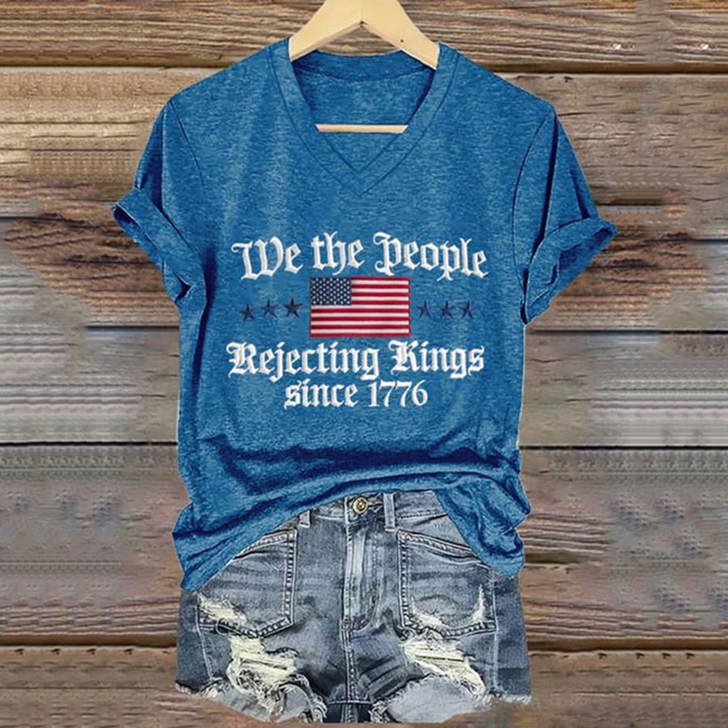 Women's Fdt Print V-neck Short Sleeve T-shirt