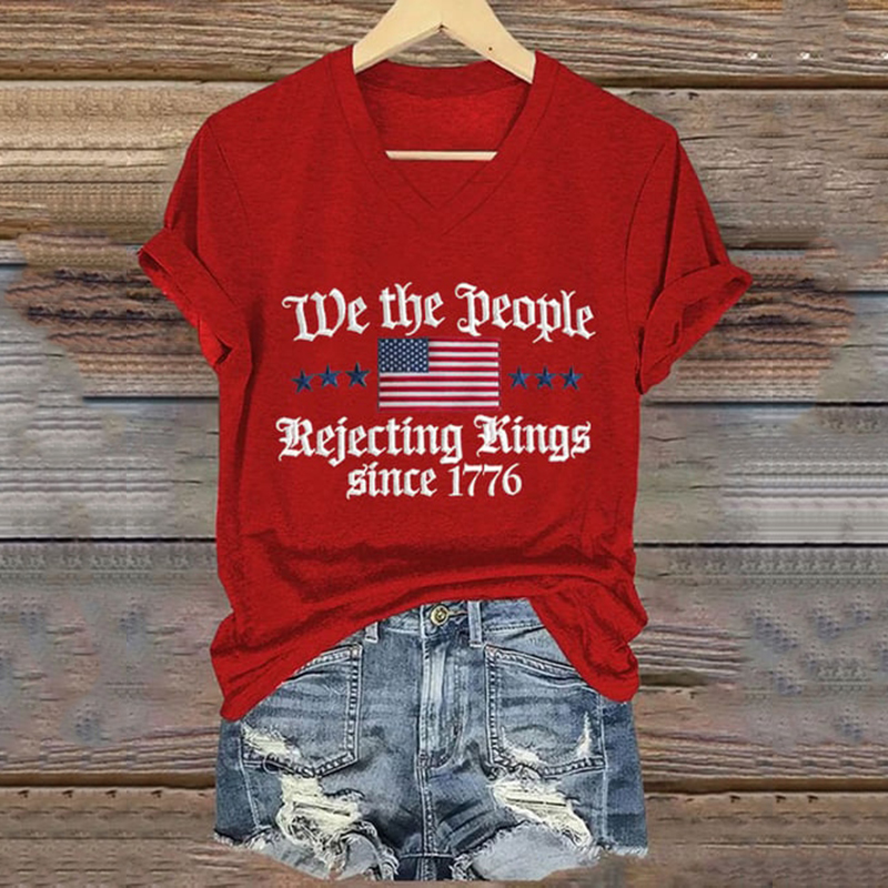 Women's Fdt Print V-neck Short Sleeve T-shirt