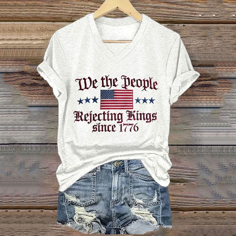 Women's Fdt Print V-neck Short Sleeve T-shirt