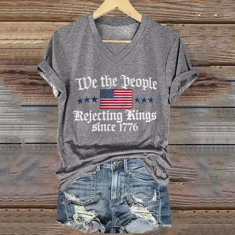 Women's Fdt Print V-neck Short Sleeve T-shirt