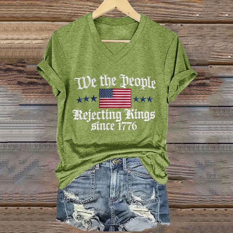 Women's Fdt Print V-neck Short Sleeve T-shirt