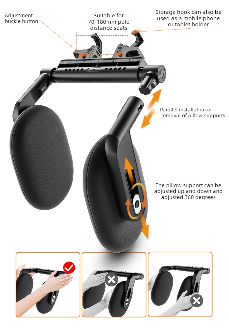 3D Adjustable Dual Hook Car Neck Pillow | Memory Foam Support