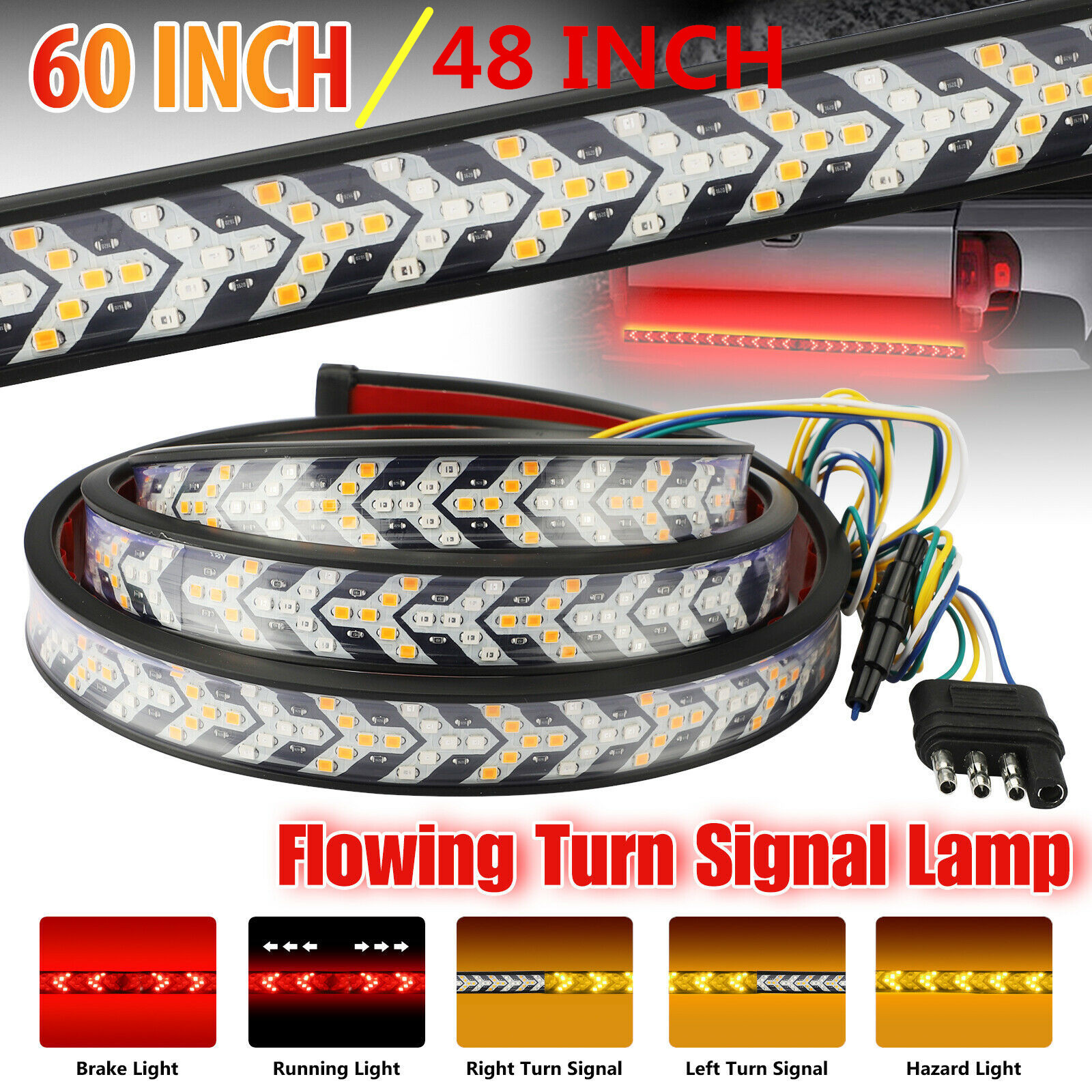 Pickup Truck Multi-function Turn Signal Flowing Herringbone Brake Light