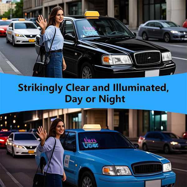 Dual-Color USB Taxi Sign | Uber & Lyft LED Light for Rideshare Drivers