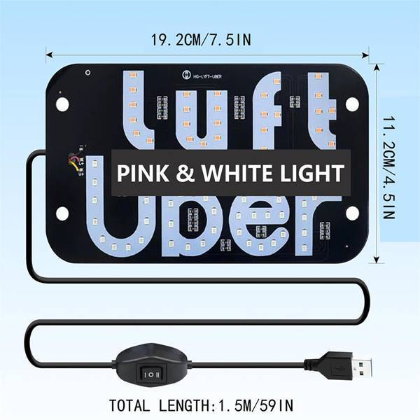 Dual-Color USB Taxi Sign | Uber & Lyft LED Light for Rideshare Drivers