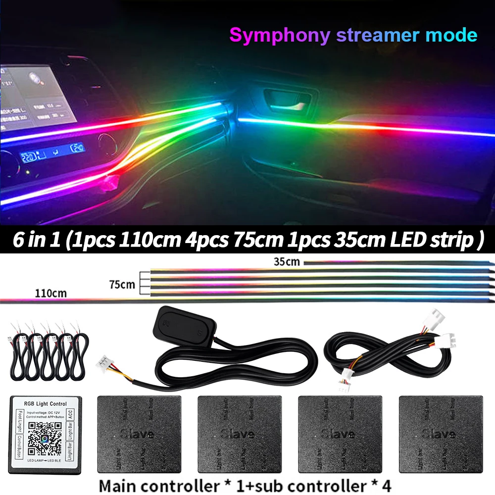 CyberGlow™ 18-in-1 Chasing Symphony Car Ambient Lighting Kit (App & Music Sync)