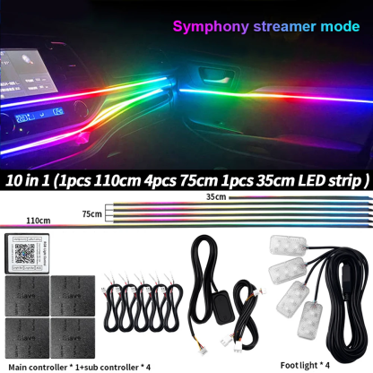 CyberGlow™ 18-in-1 Chasing Symphony Car Ambient Lighting Kit (App & Music Sync)