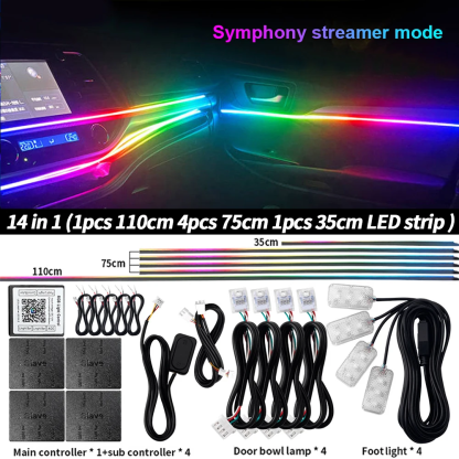 CyberGlow™ 18-in-1 Chasing Symphony Car Ambient Lighting Kit (App & Music Sync)