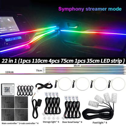 CyberGlow™ 18-in-1 Chasing Symphony Car Ambient Lighting Kit (App & Music Sync)