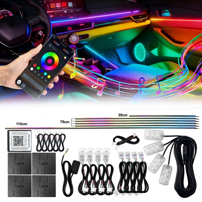 CyberGlow™ 18-in-1 Chasing Symphony Car Ambient Lighting Kit (App & Music Sync)